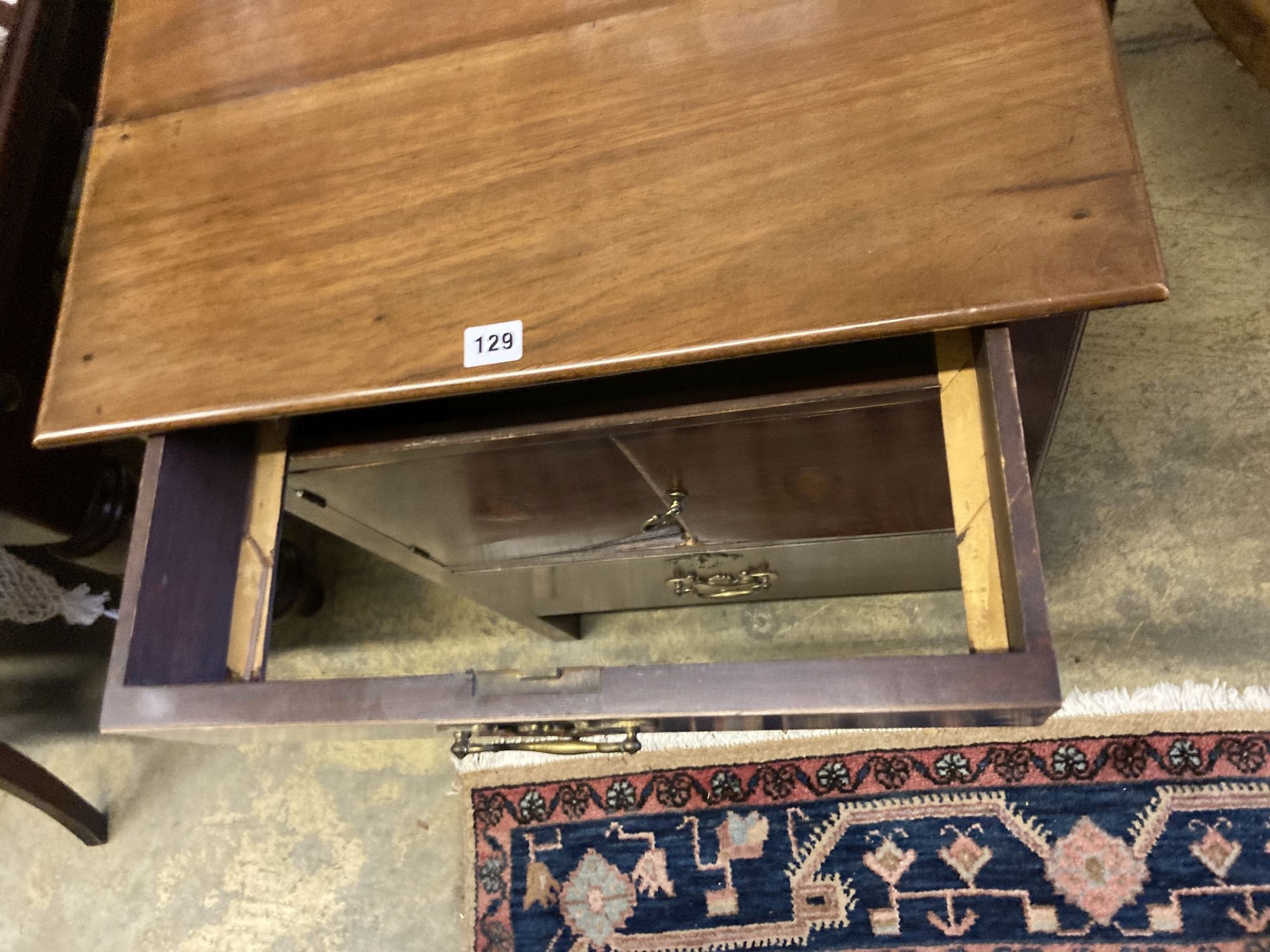 A George III mahogany bedside cabinet, width 60cm, depth 54cm, height 85cm